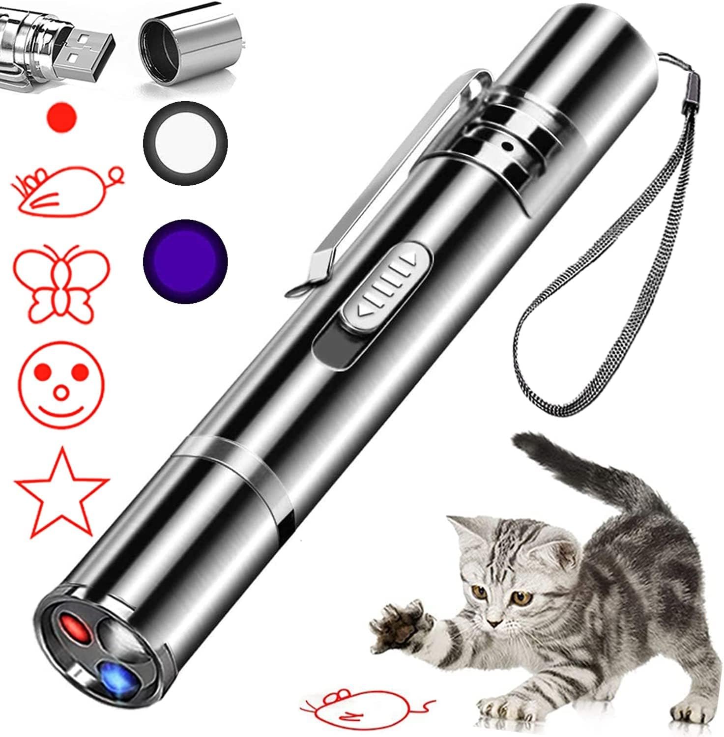 IVVTRYI Rechargeable Laser Cat Toy, 3 Light Modes & 5 Fun Patterns for Chase Play
