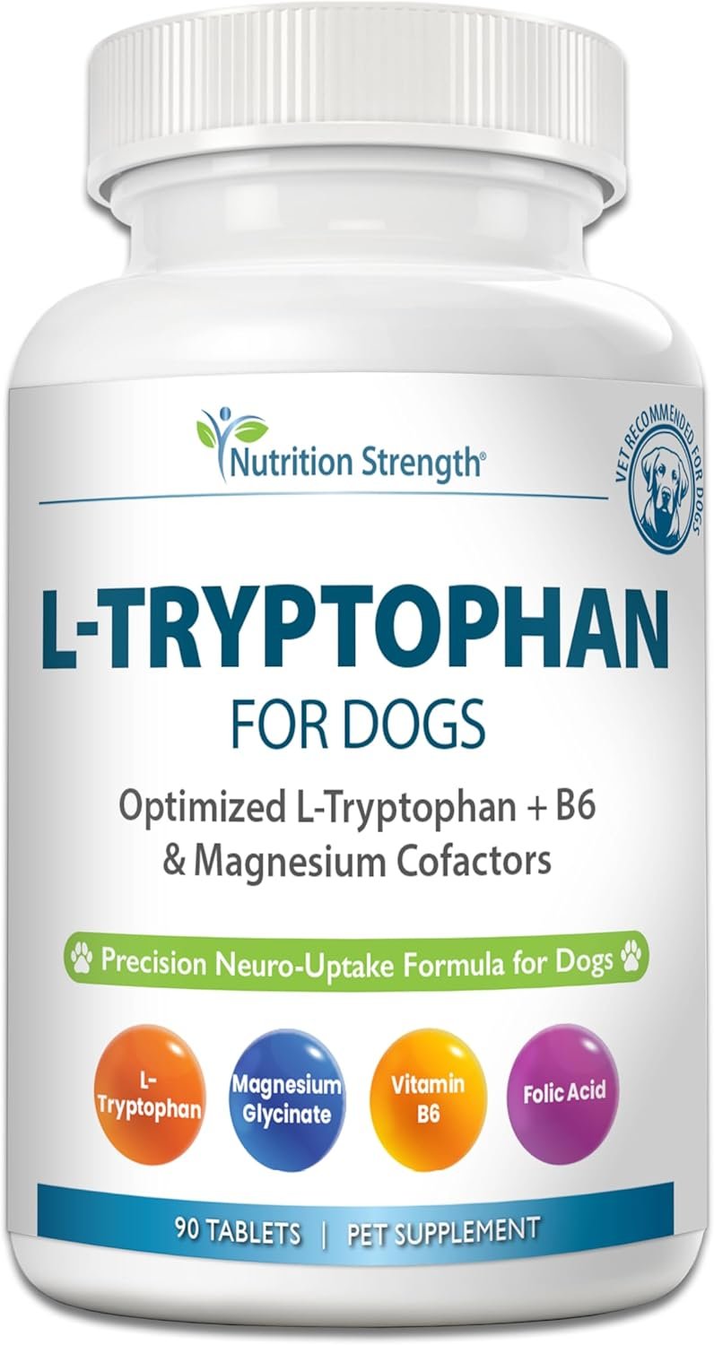 Precision L-Tryptophan for Dogs Optimized Neuro-Uptake Formula with B6 & Magnesium for Maximum Brain Absorption – Advanced Calming Tablets for Stress Relief – 90 Chewable Tablets