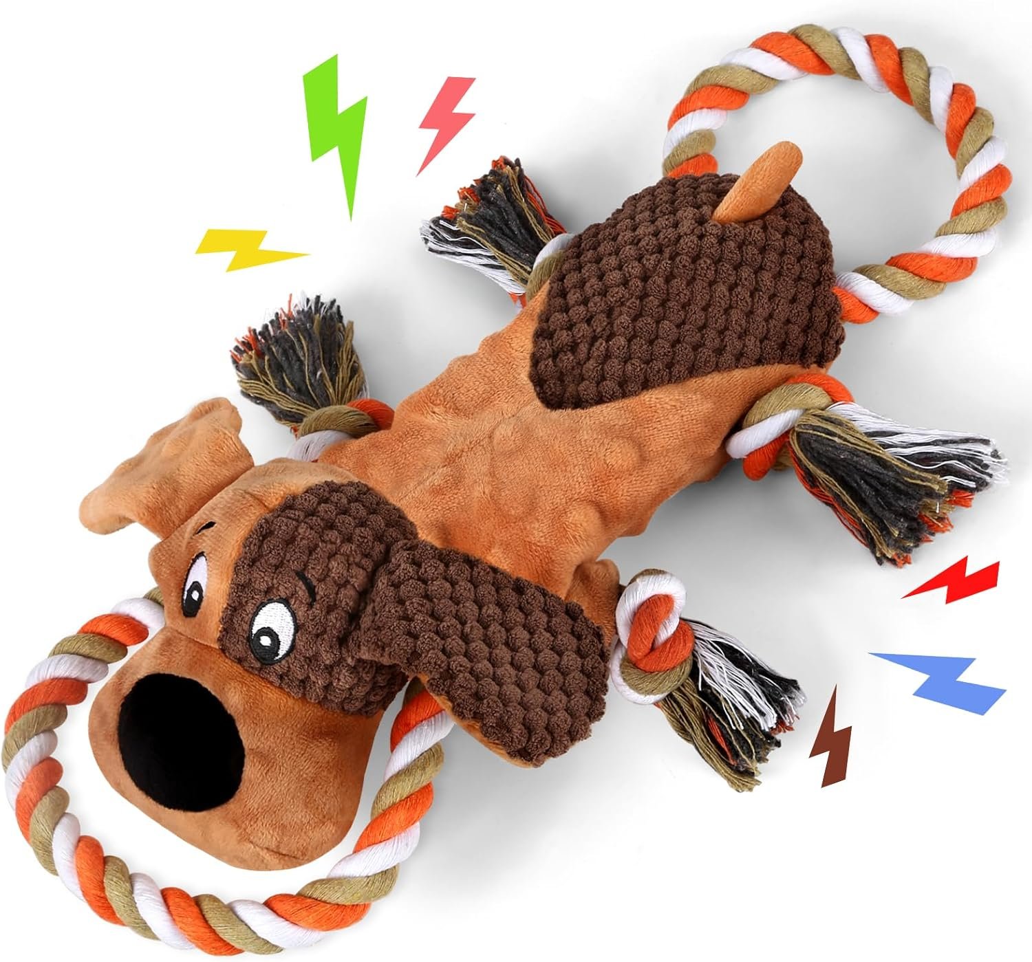 Letsmeet Squeaky Dog Toys, Tug of War Dog Toy for Large Dogs, Plush Puppy Toys with Pull Rope, Interactive Dog Toys for Small, Middle, and Big Dogs