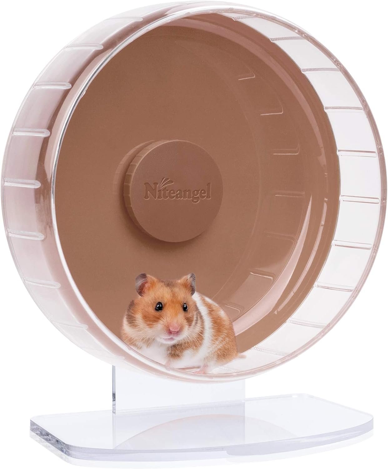 Niteangel Super-Silent Hamster Exercise Wheels: – Quiet Spinner Hamster Running Wheels with Adjustable Stand for Hamsters Gerbils Mice Or Other Small Animals (M, Brown)