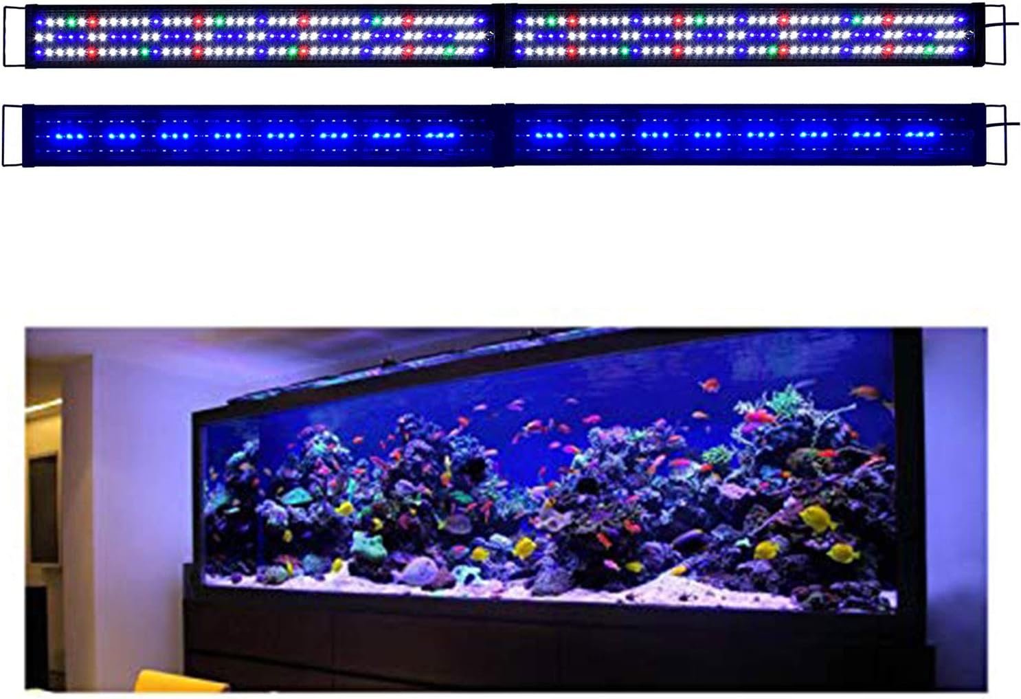 Upgraded Aquarium Light LED Full Spectrum 72-84 inch Hood Lamp for Freshwater Marine Plant 180-210 cm Multi-Color Decorations Fish Tank Light