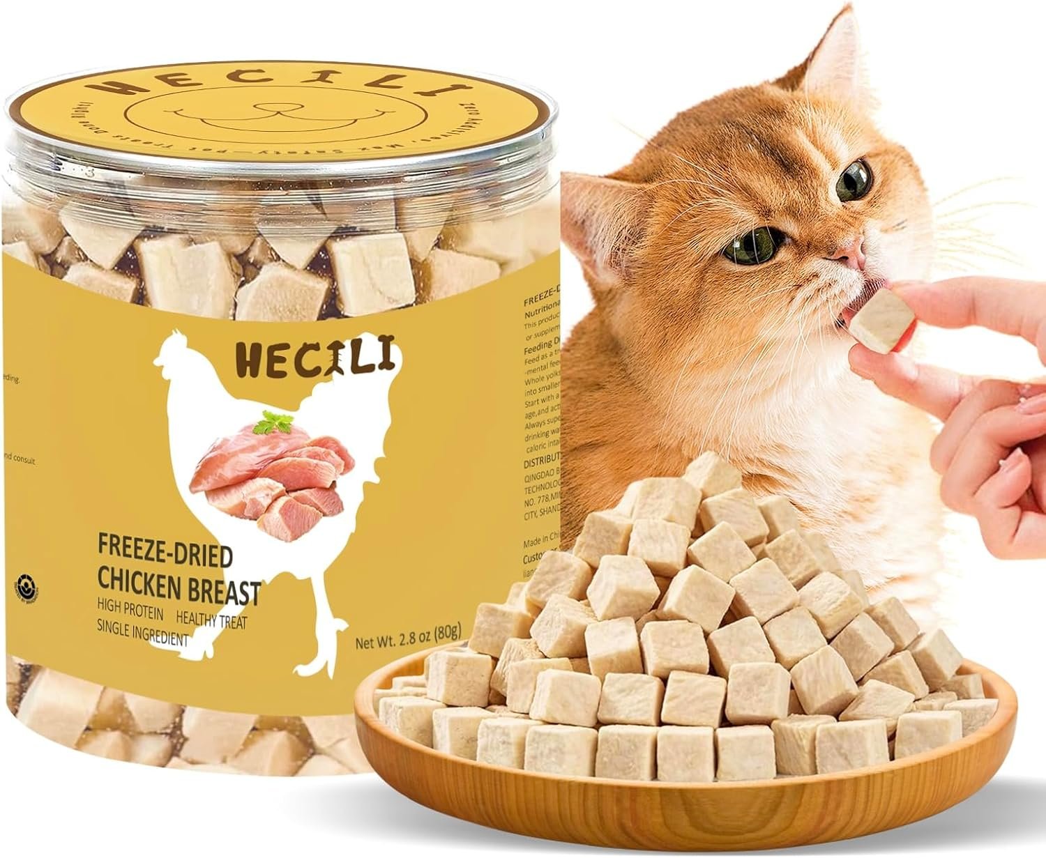 Freeze Dried Chicken Breast Cats & Dogs Treats,Single Ingredient | Premium Quality | Grain Free Training & Nutrition Supplements (2.8 OZ)
