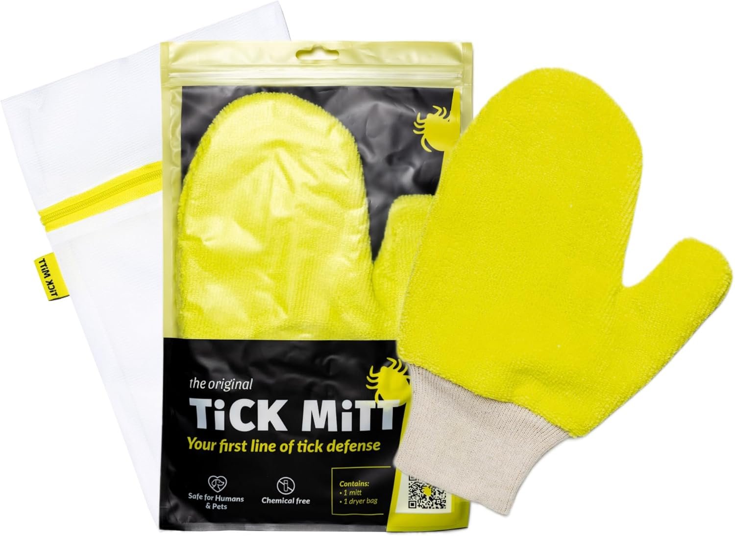 TiCK MiTT Yellow Tick Removal Glove for Humans & Pets – Safely Remove Ticks Effortlessly, Chemical-Free, Durable, Portable Tick Management Tool for Outdoor Adventures & Everyday Use