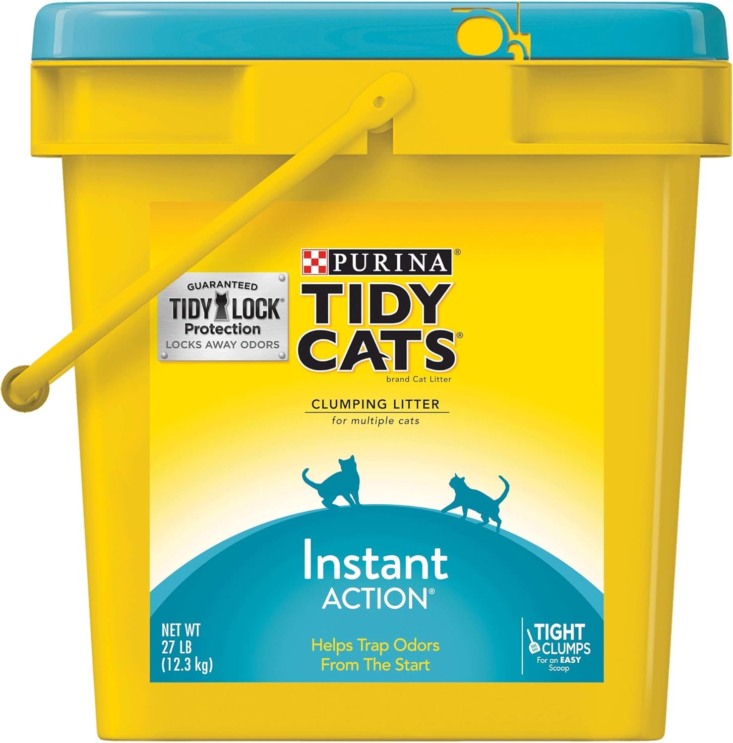 Purina Tidy Cats Clumping Cat Litter, Instant Action Multi Cat Litter – 27 lb. Pail