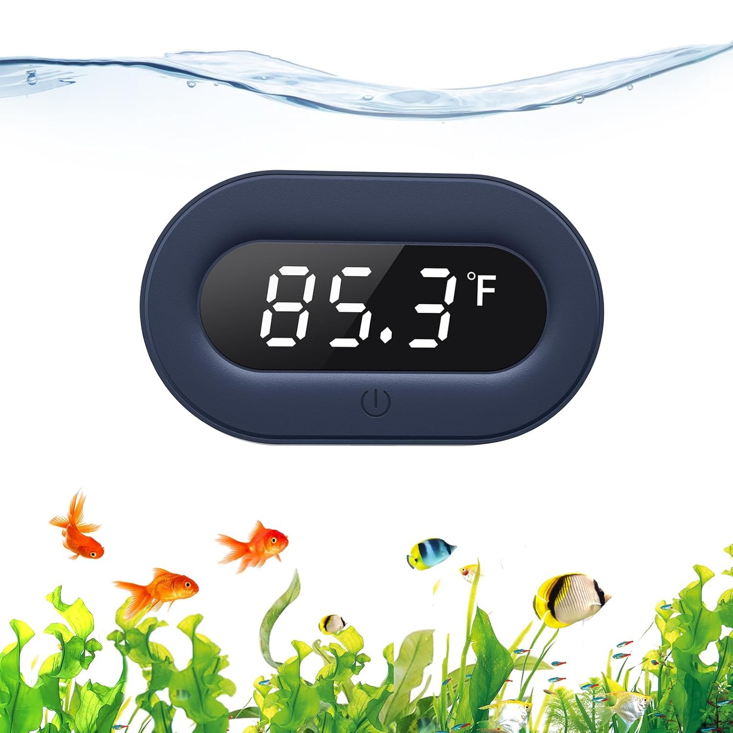 PAIZOO Fish Tank Thermometer, LED Digital Aquarium Thermometer Highly Accurate Temperature Measurement, Tank Thermometer for Freshwater and Saltwater, White Display ±0.9℉