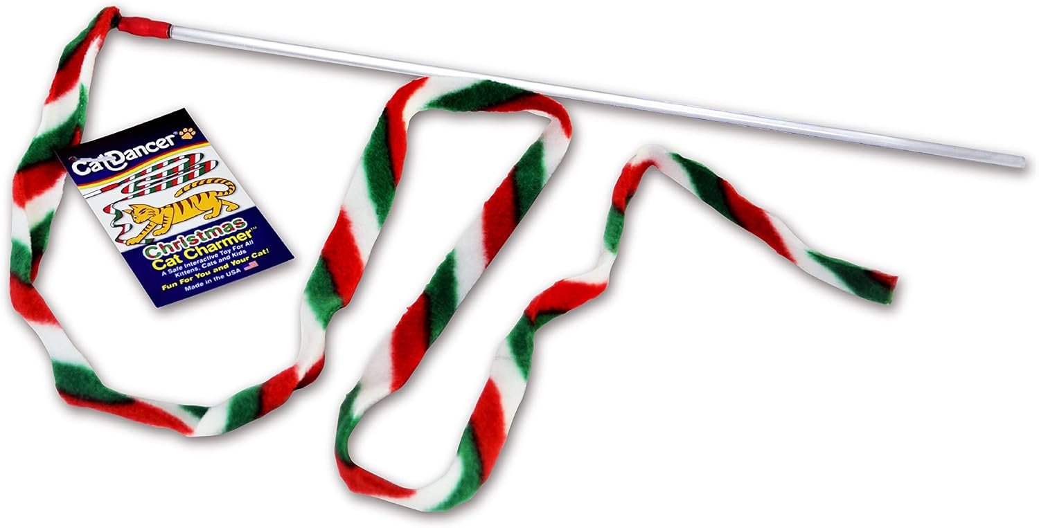 CAT DANCER Products Christmas Cat Charmer, Wand with Colorful Thread, Interactive Cat Toy for Exercise