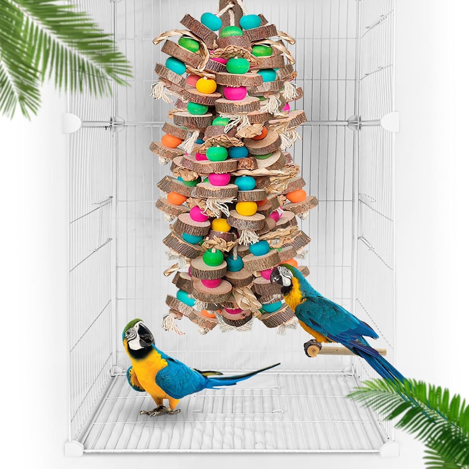 Extra Large Bird Parrot Toys- 19.7 inch Multicolored Natural Wooden Block Parrot Chewing Toy Suggested for Macaws cokatoos, African Grey and a Variety of Amazon Parrots. (Large Size)