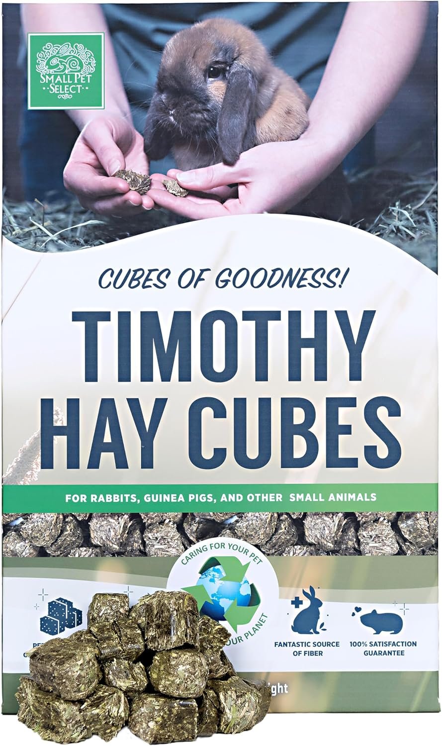 Small Pet Select – Straight Timothy Hay Cubes – 100% All Natural Timothy Hay, Not Blended – Delivered Fresh, Guarantee, (5 lb)