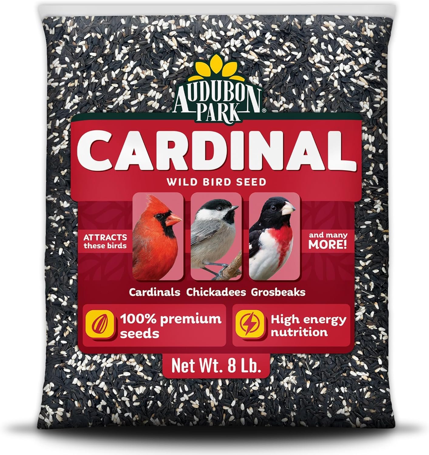 Audubon Park Cardinal Wild Bird Seed – 8 lb. No Corn, Milo, or Millet – Sunflower & Safflower Mix – Bird Food for Outside Feeders