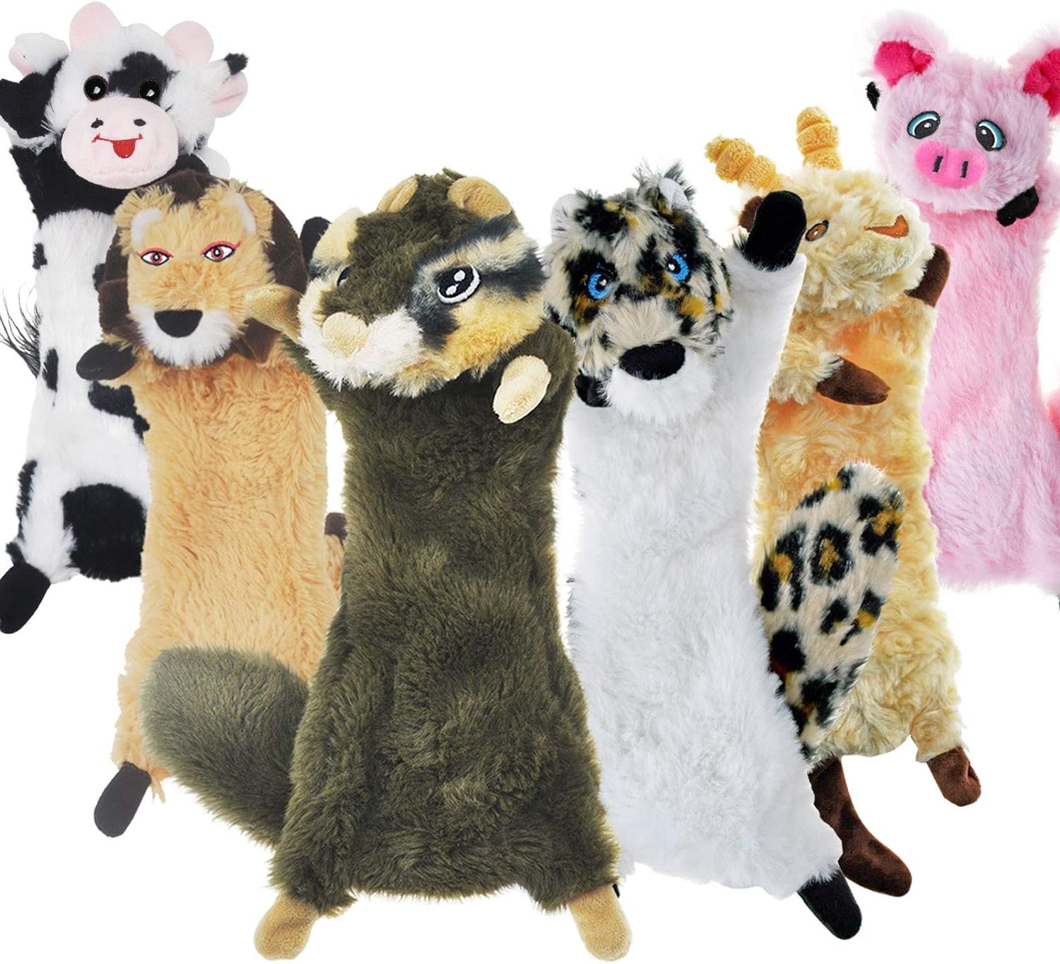 SHARLOVY Dog Squeaky Toy No Stuffing 6 Pack, Dog Toys Crinkle for Small Puppy, Durable Chew Plush Cute Animals Natural for Teething Pet