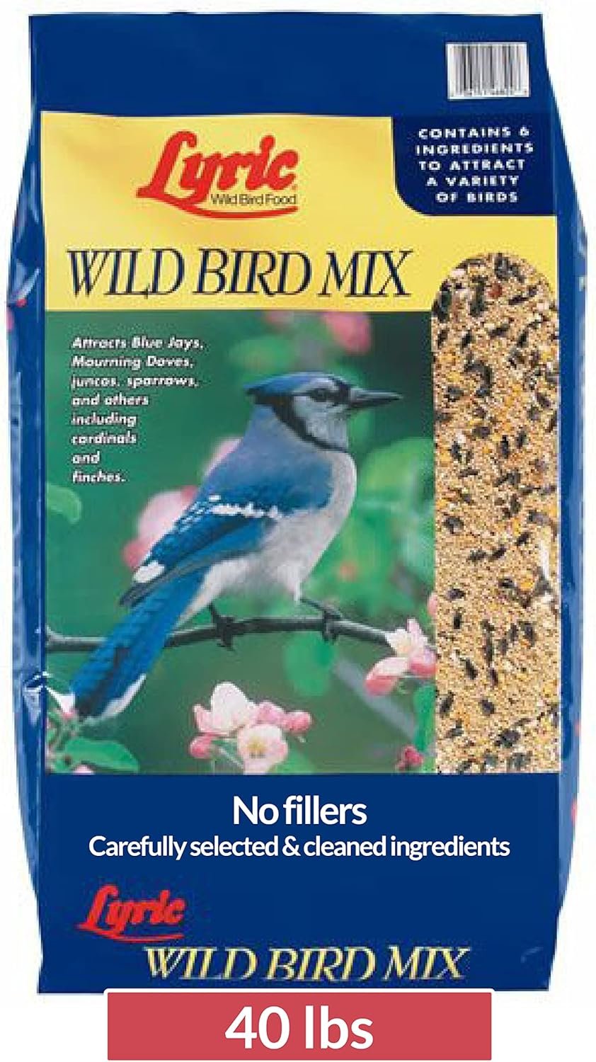 Lyric Wild Bird Mix – Includes Corn, Nuts, and Wild Bird Seed for Outside Feeders, Attracts Doves, Jays and Many More, 40 lb Bag