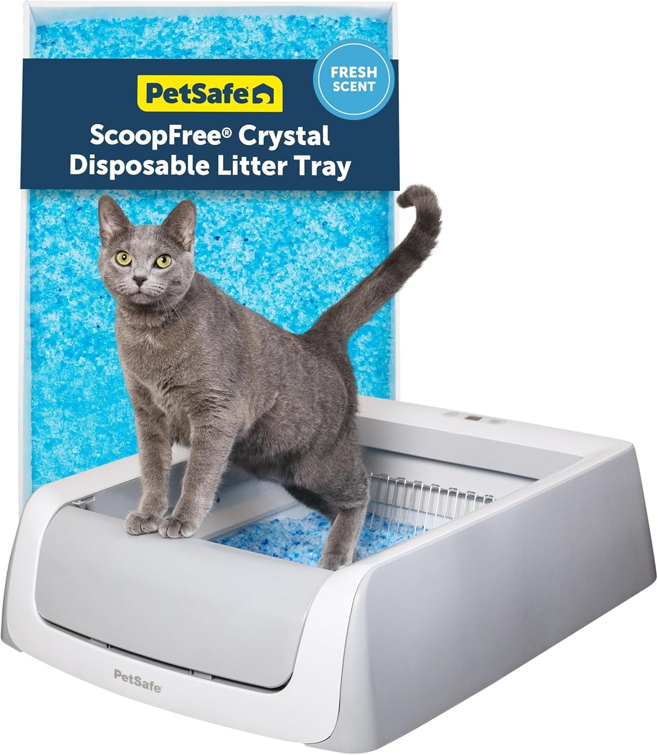 PetSafe ScoopFree Self-Cleaning Cat Litterbox – Never Scoop Litter Again – Hands-Free Cleanup with Disposable Crystal Tray – Less Tracking, Better Odor Control – Includes Disposable Tray