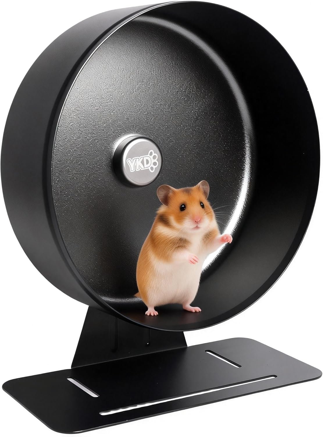 11.8″ Silent Hamster Exercise Wheel, Aluminum Alloy Noiseless Running Wheel for Syrian Hamsters, Fancy Rat, Hedgehogs and Small Pets (Base-Black)