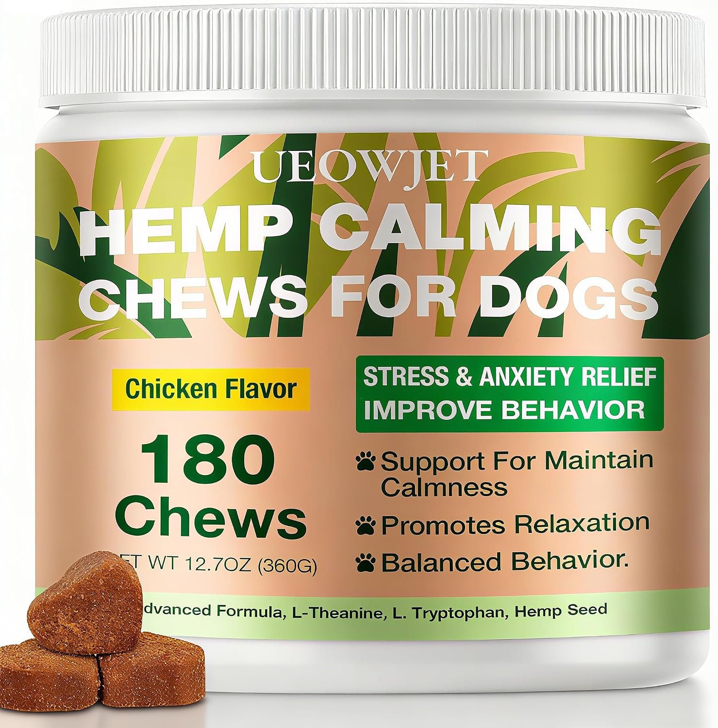 180 Chews Calming Chews for Dogs – Dog Calming Chews, for Separation, Strеss & Hyperactivity Rеlief, Storms &Fireworks, Travel,