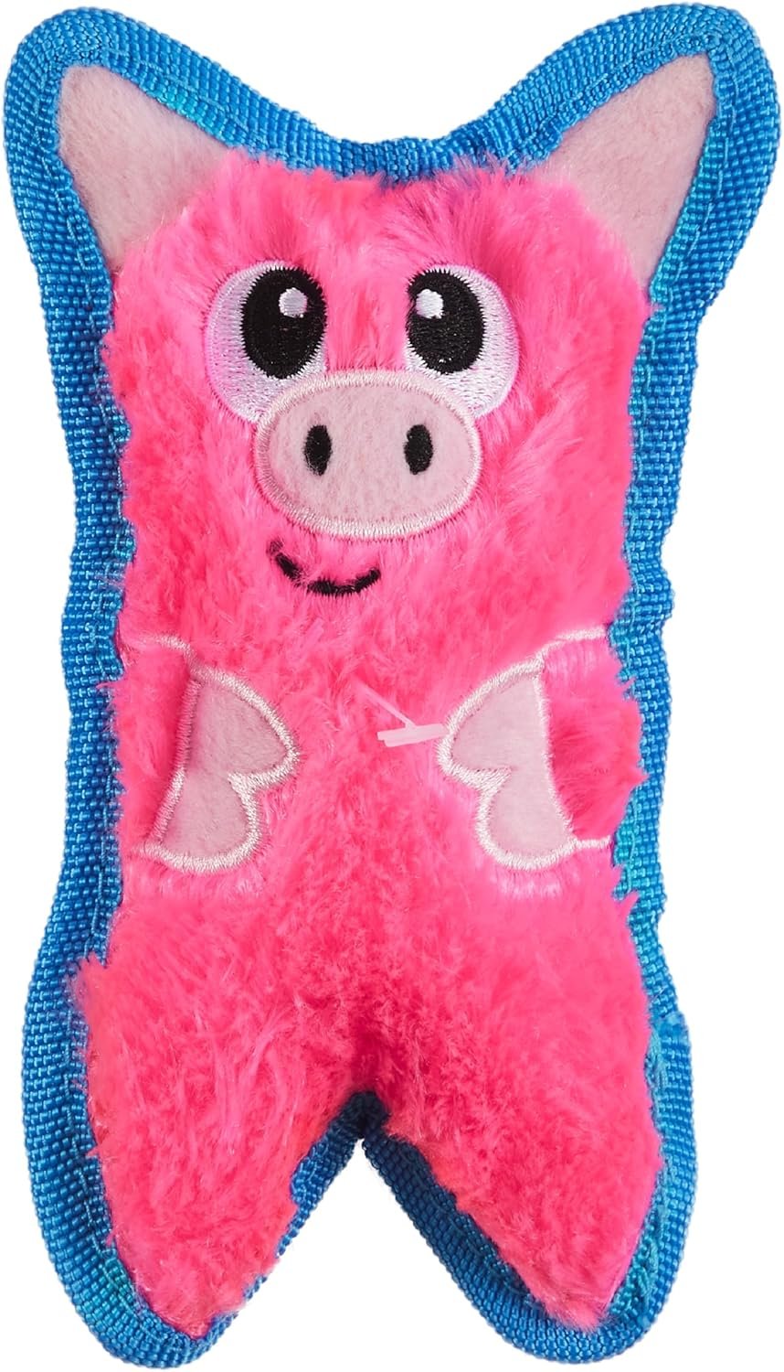 Outward Hound Durablez Minis – Squeaky Plush Dog Toy, No Stuffing for Less Mess, Interactive & Tough, Jumbo Squeaker, Puppies & Small Dogs, Pig, 6.8″