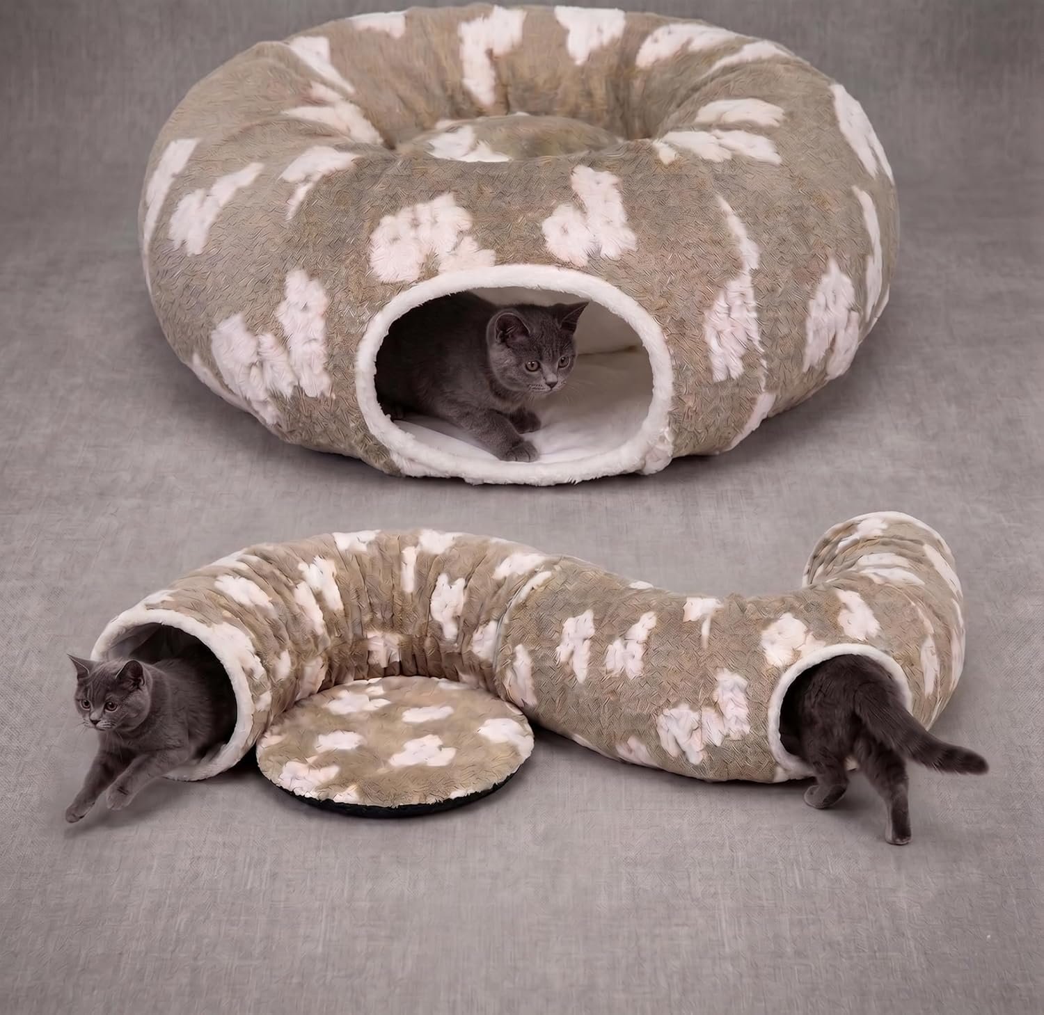 Pesen Cat Tunnel Bed with Soft Cushion, Cat Toys for Indoor Cats Enhance Bonding Between Pets and Owners, Encourage Exploration, and Satisfy Natural Instincts for Kittens, Dogs, and Rabbits