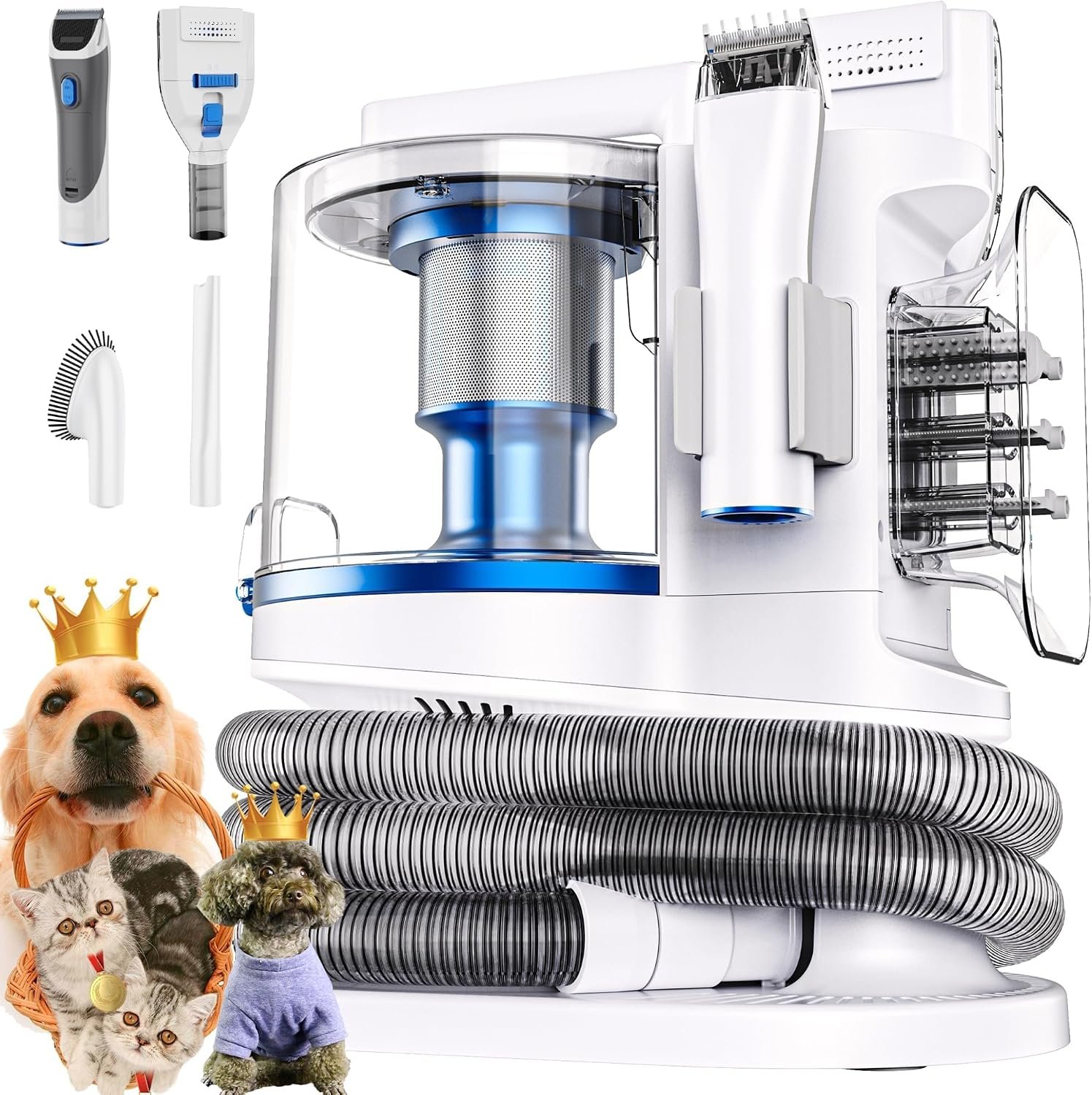Pet Grooming Kit with 3.4L Oversized Vacuum Suction – 99% Pet Hair Removal – Professional Dog Clippers & Shedding Tools for Cats, Teddy, Poodle, Golden Retrievers