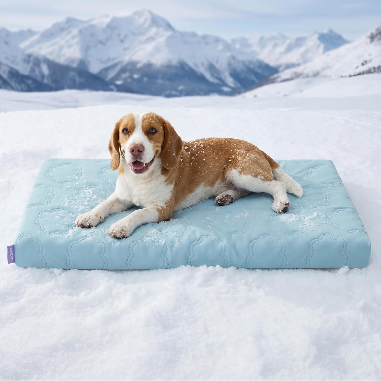 LE SURE Cooling Dog Beds Large Sized Dog, Q-Max>0.5 Cooling Mat with Removable Washable Cover, Breathable Orthopedic Egg Crate Foam Non-Slip Summer Pad for Active/Senior/Long-Haired Pets, 35×22 Inch