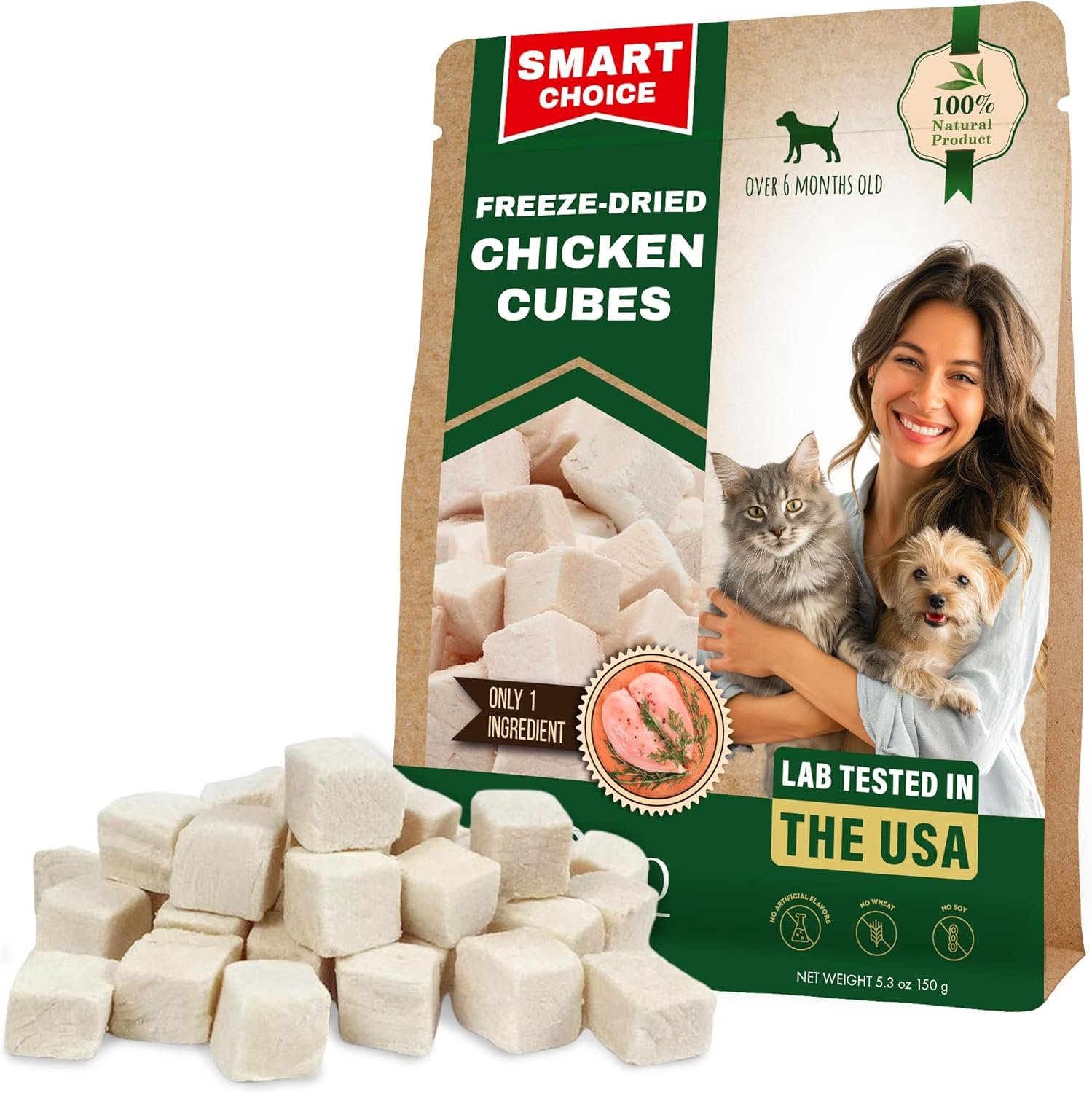 Beloved Pets Dog & Cat Treats Freeze Dried Chicken Cubes 5.3 oz – All Natural Meat Raw Pet Food – Human Grade High-Protein Snacks & Grain-Free Jerky Chews for Cats and Small Dogs
