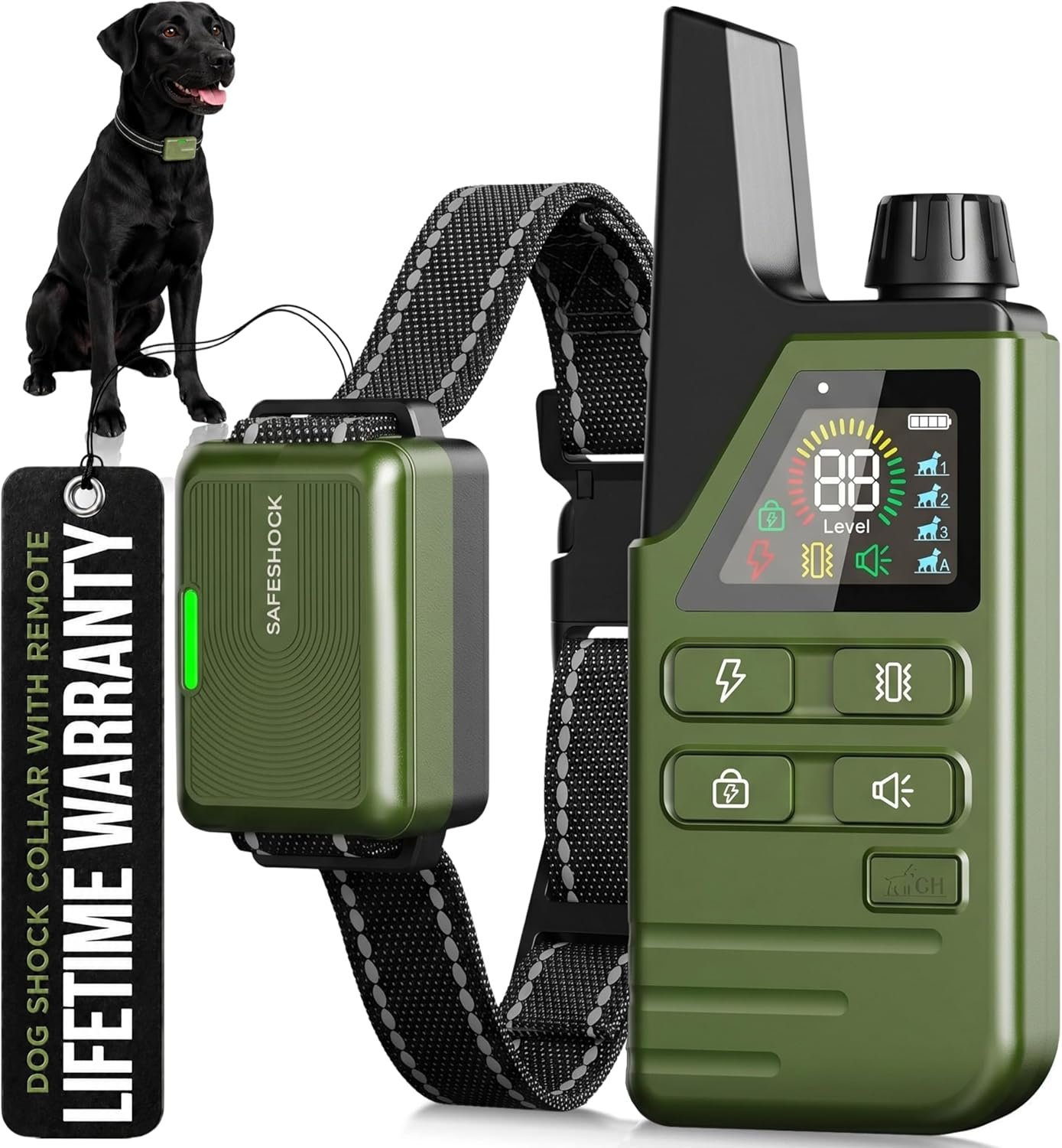 SafeShock (latest version) – Dog Shock Collar with Remote Control, 4500FT Range Shock Collar for Dogs & Training Collar, Waterproof, Beep & Vibration First, Rechargeable for Small Medium Large Dogs