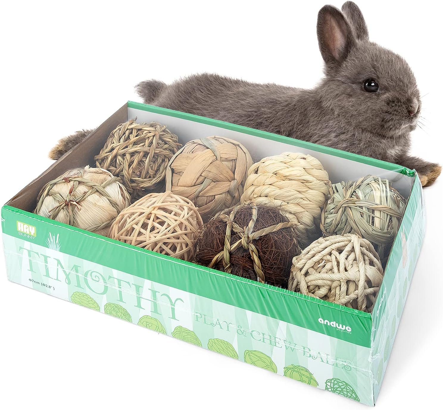 andwe Small Animals Play & Activity Balls Rolling Chew Toys for Rabbits Guinea Pigs Chinchilla