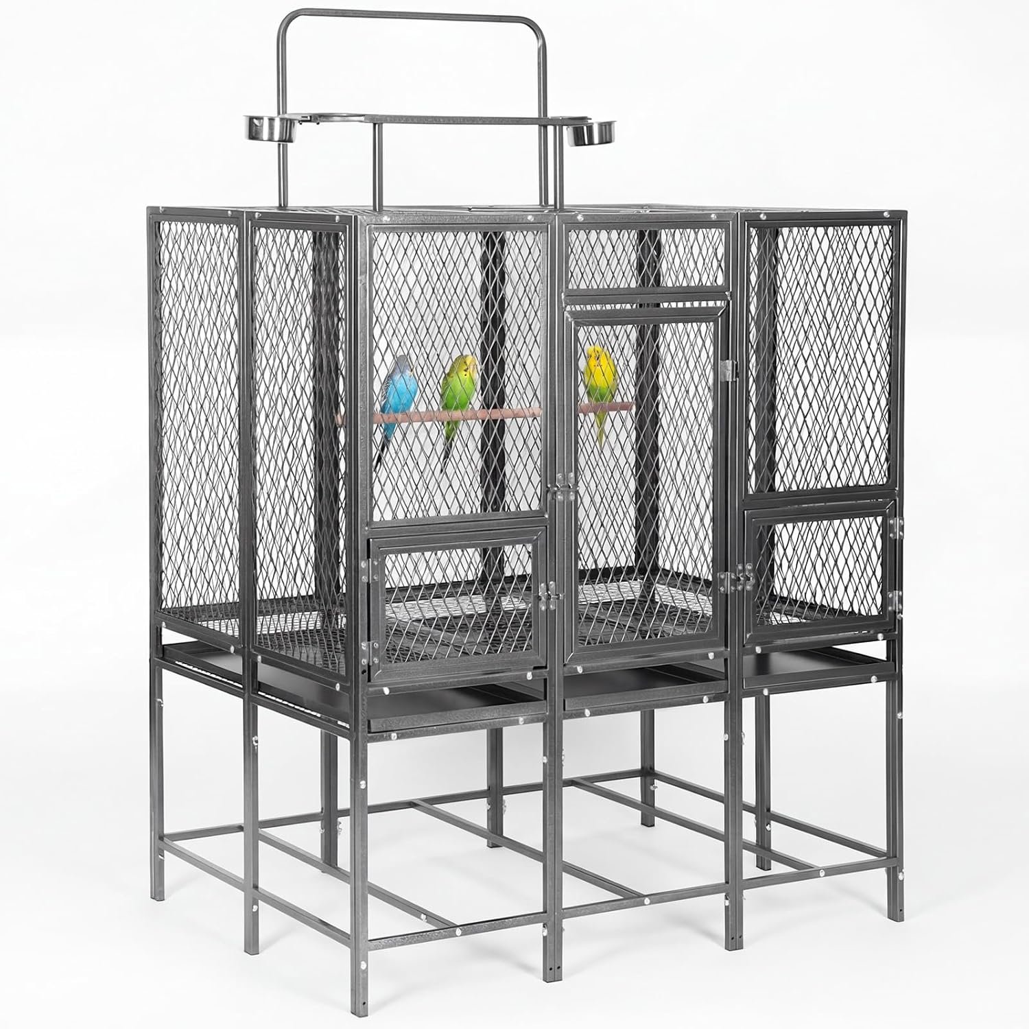 44″ W x 65″ H Large Bird Cage with Detachable Playtop – Heavy Duty Carbon Steel Flight Cage for Cockatiels, Parakeets, Conures & Lovebirds (Indoor & Outdoor Use)