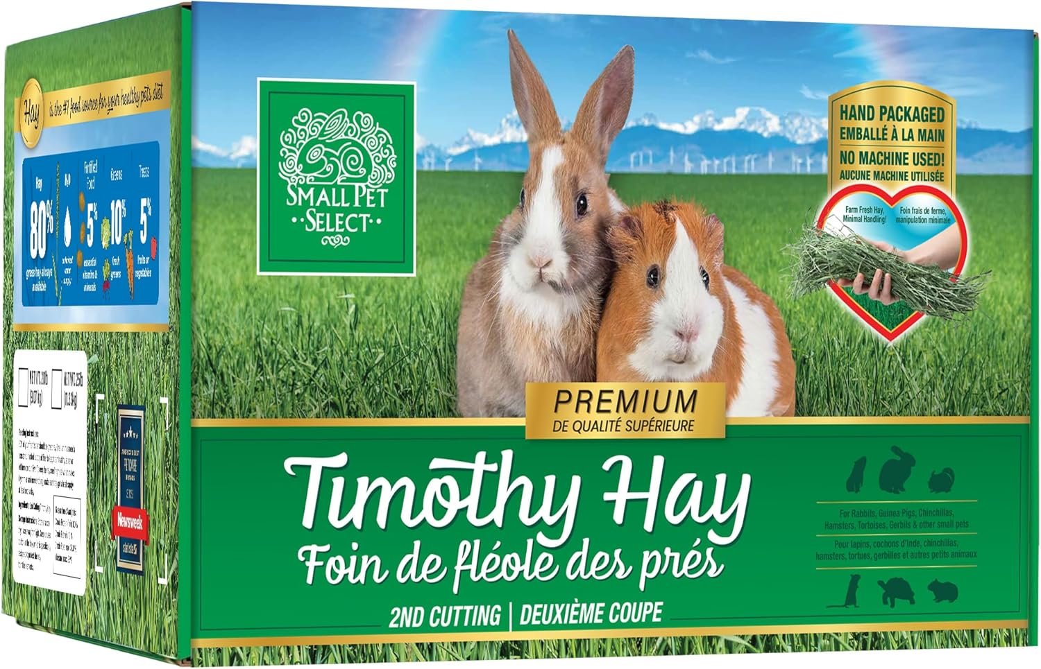 Small Pet Select 2nd Cutting Perfect Blend Timothy Hay Pet Food for Rabbits, Guinea Pigs, Chinchillas and Other Small Animals, Premium Natural Hay Grown in The US, 12 LB
