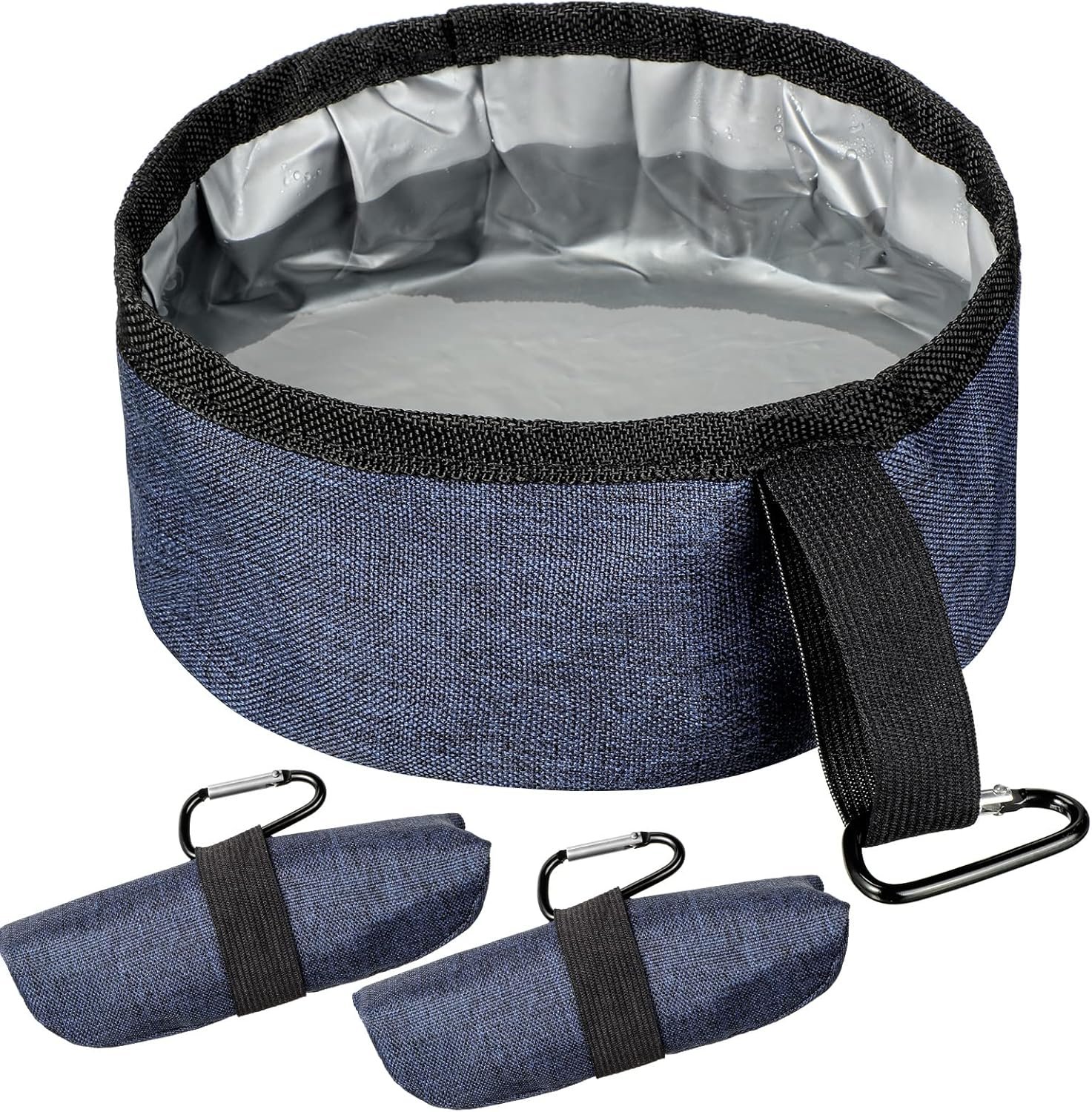 Meanplan 2 Pack Portable Dog Bowls Foldable Travel Dog Dish Portable Puppy Water and Food Bowl Pet Hiking Accessories for Small and Large Pets(Dark Blue,40 oz)