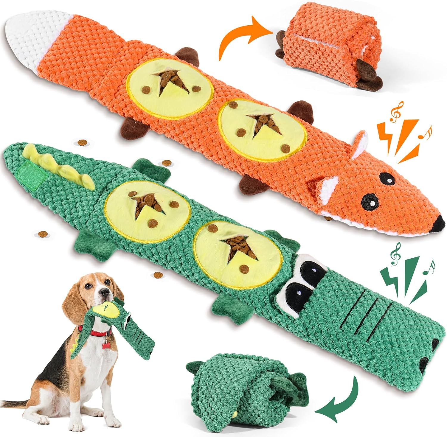 2 Pack Dog Toys for Aggressive Chewers – Interactive Dog Toys, Interactive Puppy Dog Chew Toys with Squeaker & No Stuffing Dog Puzzle Toy (Suitable for Small and Medium Dogs)