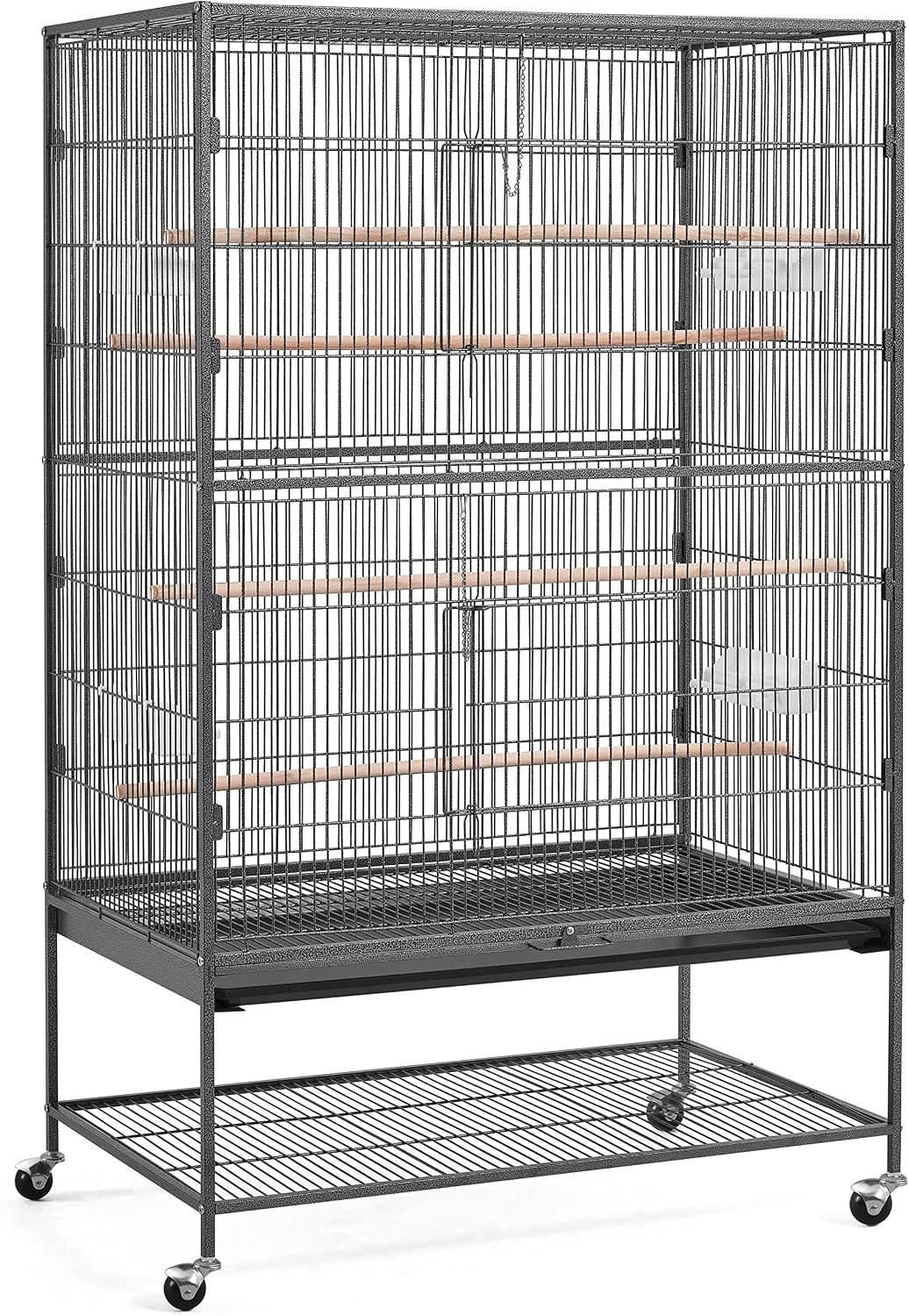 Topeakmart X-Large Parrot Cage Bird Cage with Rolling Stand for Medium Birds Cockatiels Quaker Green Cheek Sun Conure African Grey, 60.5inch