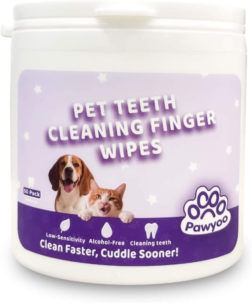 Cats Dogs Dental Care Finger Wipes – 50 PCS Tooth Brushing Kit Dental Wipes for Cats – Teeth Cleaning Finger Wipes for Dog & Cats – Reduces Dental Debris & Freshens Breath (CY_TeethWipes)