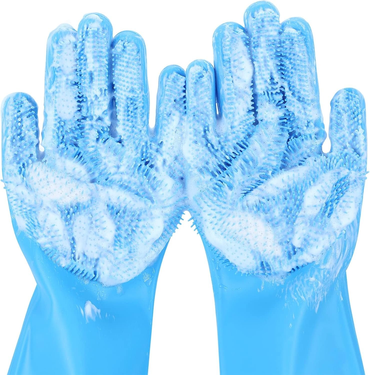 Pecute Silicone Pet Grooming Gloves for Washing Cats Dogs Bath Brush | 3,000 soft bristles, Gentle massage & deshedding, Dishwasher safe, For large/thick coats, Home/car cleaning