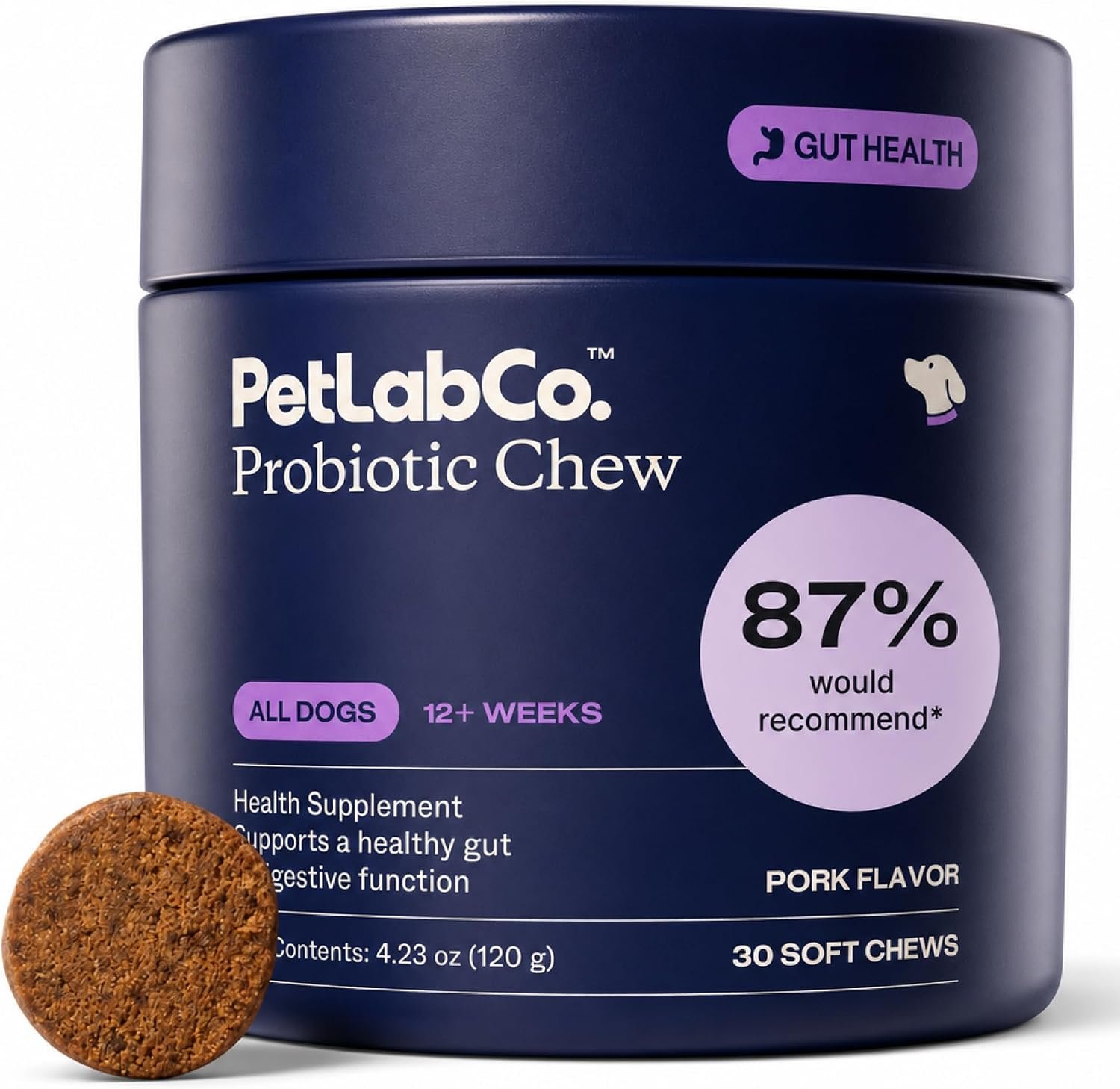 PetLab Co. Probiotics for Dogs, Support Gut Health, Occasional Diarrhea, Digestive Health & Seasonal Allergies – Pork Flavor – 30 Soft Chews – Packaging May Vary