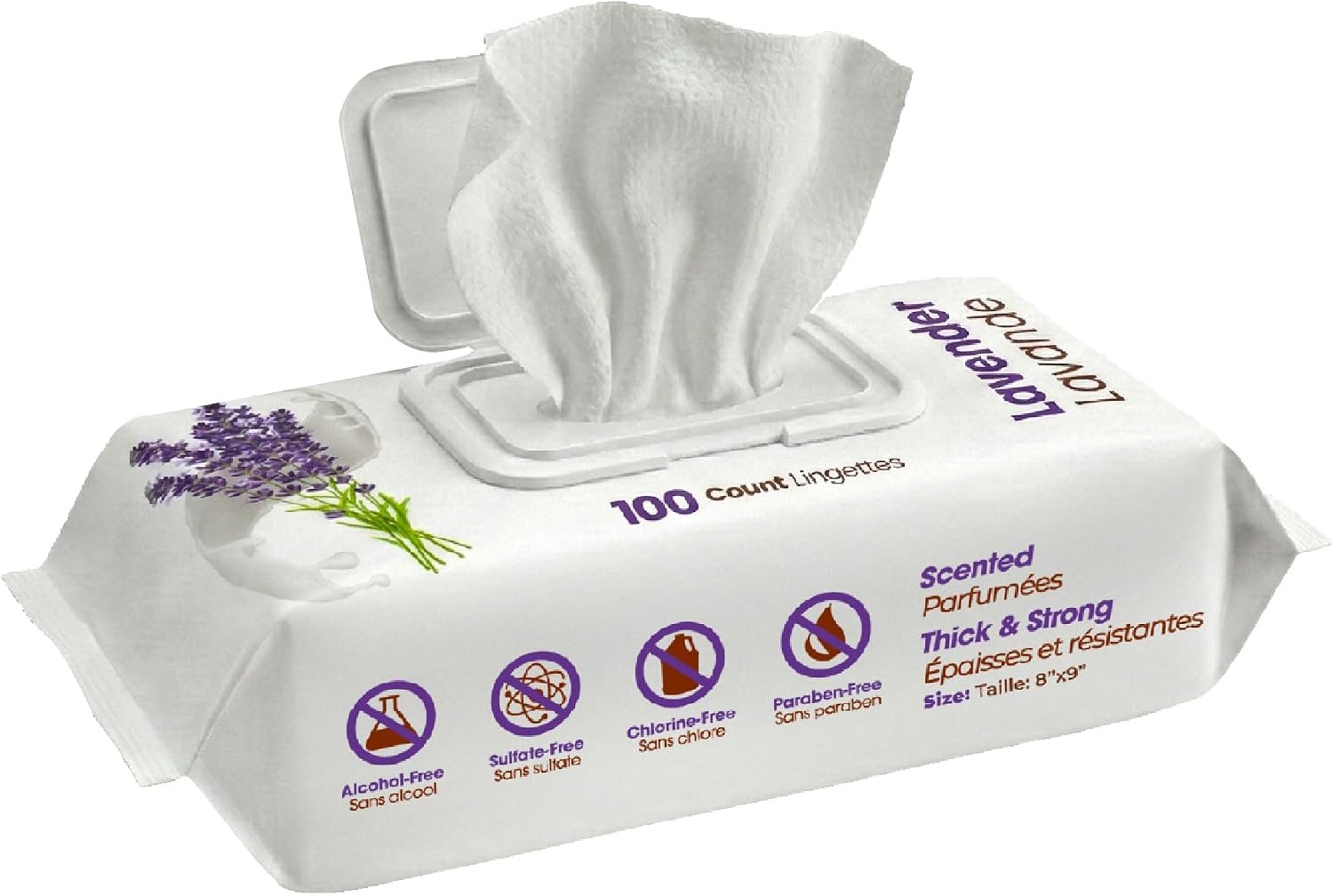 Best Pet Supplies Cleaning Dog Wipes – Calming Lavender, 100 Count | Lavender Scented, Large 8×9″ Pet Wipes, Vitamin E, Puppy & Cat Safe, Gentle Grooming, Resealable Pouch Prevents Drying